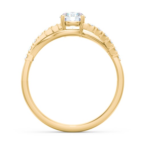 Solitaire Diamond Engagement Ring with Twisted Split Shank and Accents