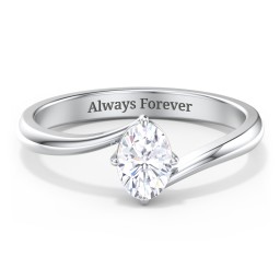 Diamond Solitaire Bypass Engagement Ring