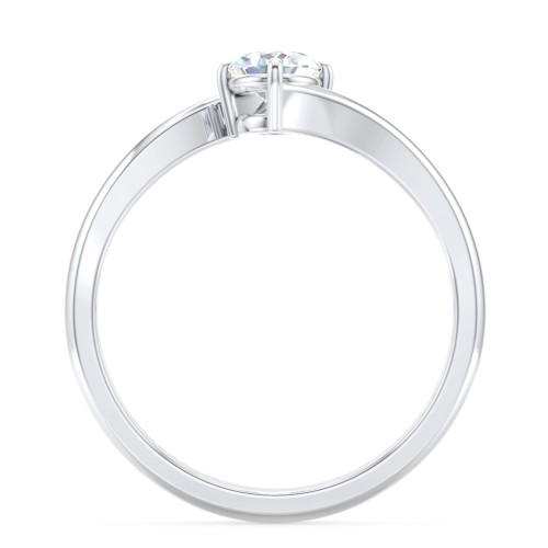 Diamond Solitaire Bypass Engagement Ring – 14K White Gold