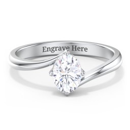 Diamond Solitaire Bypass Engagement Ring