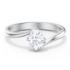 Diamond Solitaire Bypass Engagement Ring – 14K White Gold