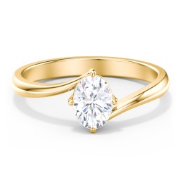Diamond Solitaire Bypass Engagement Ring in 9K Solid Yellow Gold