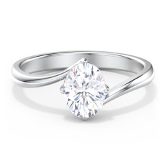 Diamond Solitaire Bypass Engagement Ring – 14K White Gold