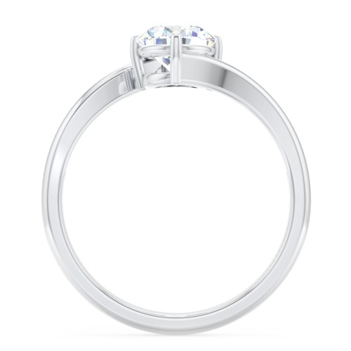 Diamond Solitaire Bypass Engagement Ring – 14K White Gold