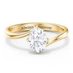 Diamond Solitaire Bypass Engagement Ring in 9K Solid Yellow Gold with 04LABDIAM-OV-1.00-SI1-G-G
