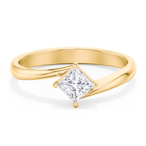 Diamond Solitaire Bypass Engagement Ring – 9kt Yellow Gold