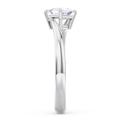 Diamond Solitaire Bypass Engagement Ring – 14K White Gold