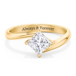 Diamond Solitaire Bypass Engagement Ring in 9K Solid Yellow Gold with 04LABDIAM-PC-1.00-SI1-F-G