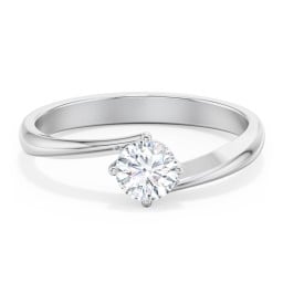 Diamond Solitaire Bypass Engagement Ring