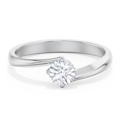 Diamond Solitaire Bypass Engagement Ring – 14K White Gold