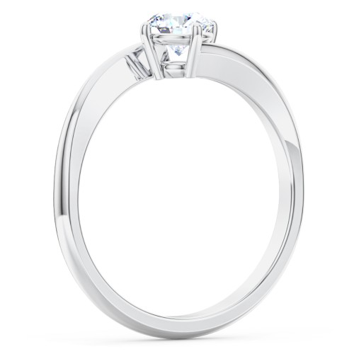 Diamond Solitaire Bypass Engagement Ring – 14K White Gold