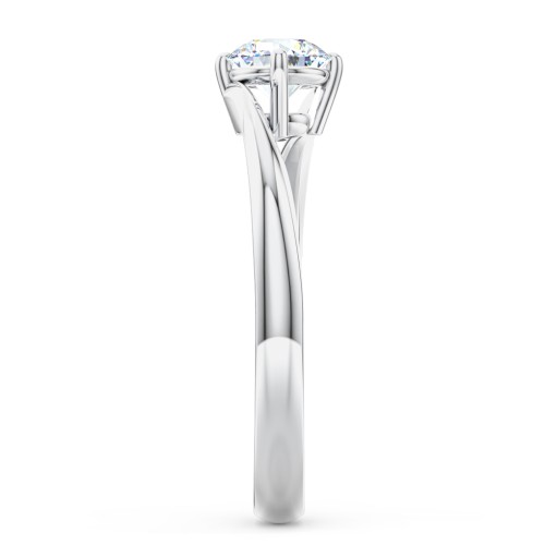 Diamond Solitaire Bypass Engagement Ring – 14K White Gold