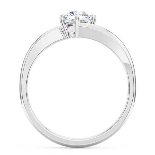 Diamond Solitaire Bypass Engagement Ring – 14K White Gold