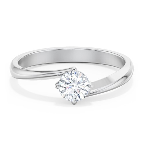 Diamond Solitaire Bypass Engagement Ring – 14K White Gold