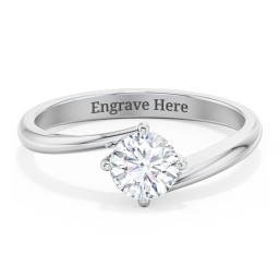 Diamond Solitaire Bypass Engagement Ring