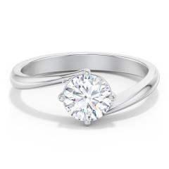 Diamond Solitaire Bypass Engagement Ring – 14K White Gold