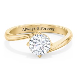 Diamond Solitaire Bypass Engagement Ring in 9K Solid Yellow Gold with 04LABDIAM-RD-1.00-SI1-F-VG