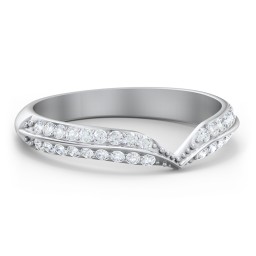 V-Shape Double Row Accented Band Ring