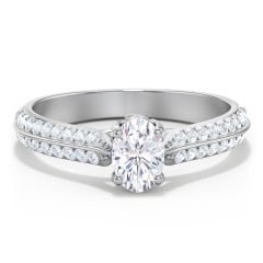 Diamond Solitaire Engagement Ring with Double Row Accents