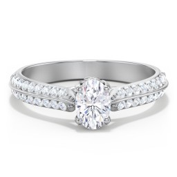 Diamond Solitaire Engagement Ring with Double Row Accents