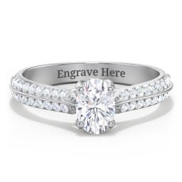 Diamond Solitaire Engagement Ring with Double Row Accents