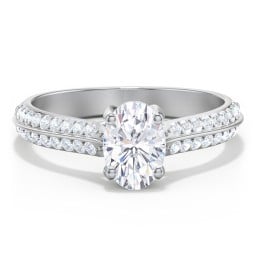Diamond Solitaire Engagement Ring with Double Row Accents