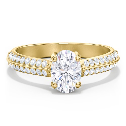 Diamond Solitaire Engagement Ring with Double Row Accents