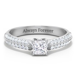 Diamond Solitaire Engagement Ring with Double Row Accents