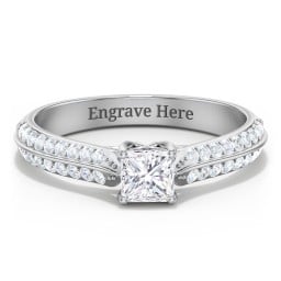 Diamond Solitaire Engagement Ring with Double Row Accents