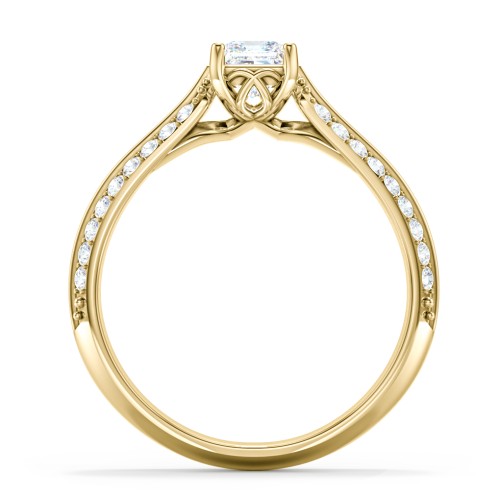 Diamond Solitaire Engagement Ring with Double Row Accents – 9kt Yellow Gold with Diamond