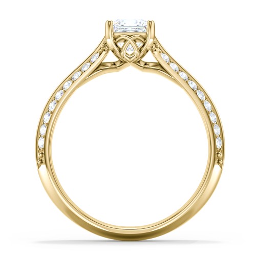 Diamond Solitaire Engagement Ring with Double Row Accents – 9kt Yellow Gold with Diamond