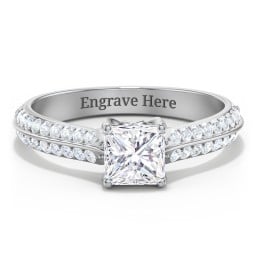 Diamond Solitaire Engagement Ring with Double Row Accents