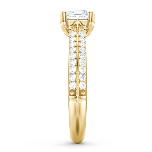 Diamond Solitaire Engagement Ring with Double Row Accents