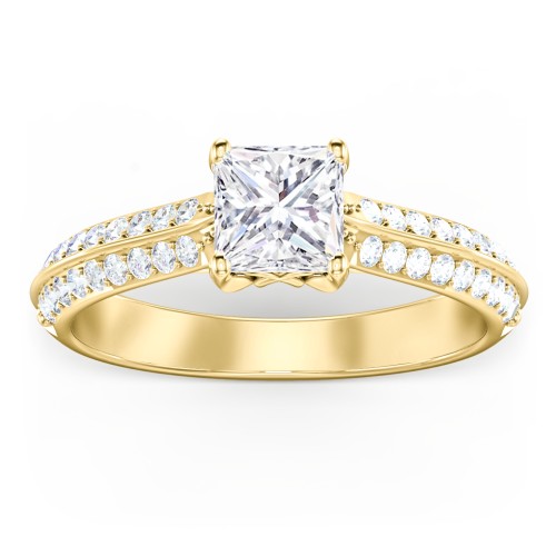 Diamond Solitaire Engagement Ring with Double Row Accents
