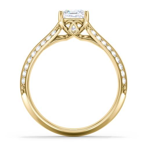 Diamond Solitaire Engagement Ring with Double Row Accents – 9kt Yellow Gold with Diamond
