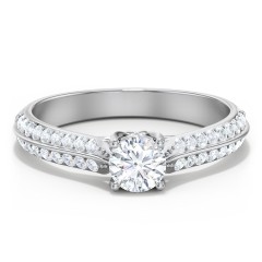 Diamond Solitaire Engagement Ring with Double Row Accents – 9kt Yellow Gold with Diamond