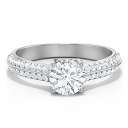 Diamond Solitaire Engagement Ring with Double Row Accents