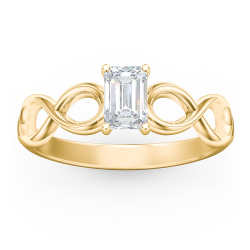 Diamond Solitaire Engagement Ring with Infinity Band – 9kt Yellow Gold