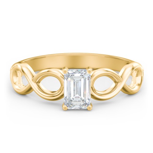 Diamond Solitaire Engagement Ring with Infinity Band – 9kt Yellow Gold