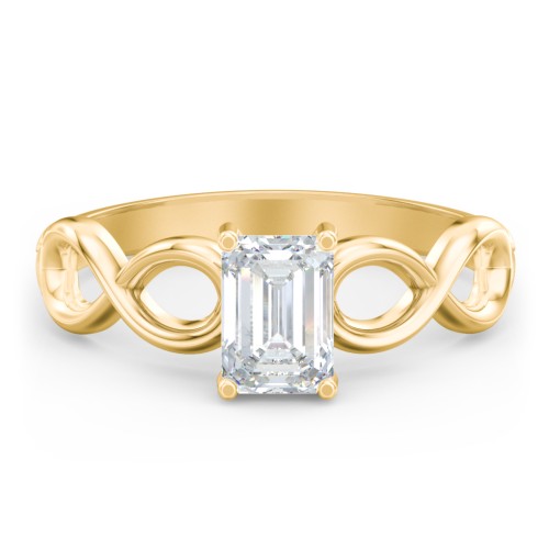 Diamond Solitaire Engagement Ring with Infinity Band – 9kt Yellow Gold