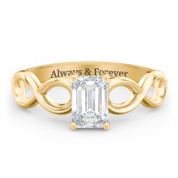 Diamond Solitaire Engagement Ring with Infinity Band in 9K Solid Yellow Gold with 04LABDIAM-EM-1.00-SI1-F-G