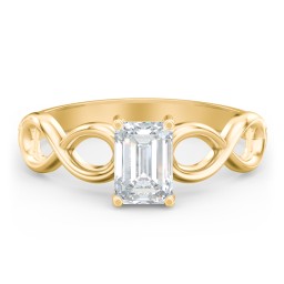 Diamond Solitaire Engagement Ring with Infinity Band in 9K Solid Yellow Gold with 04LABDIAM-EM-1.00-SI1-F-G