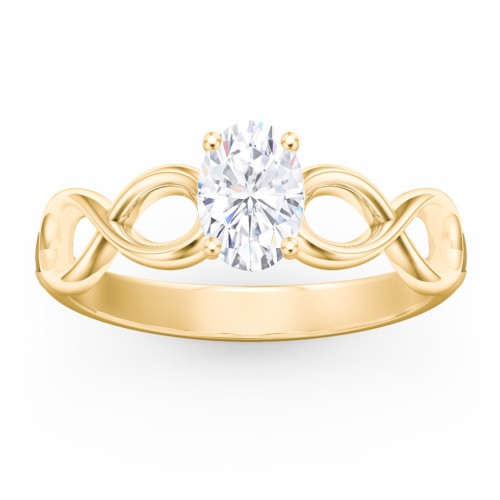 Diamond Solitaire Engagement Ring with Infinity Band – 9kt Yellow Gold