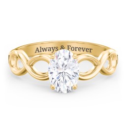 Diamond Solitaire Engagement Ring with Infinity Band in 9K Solid Yellow Gold with 04LABDIAM-OV-1.00-SI1-G-G