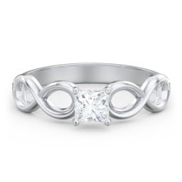 Diamond Solitaire Engagement Ring with Infinity Band