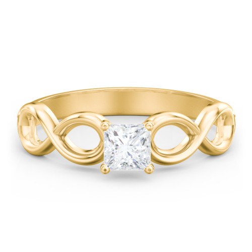 Diamond Solitaire Engagement Ring with Infinity Band – 9kt Yellow Gold
