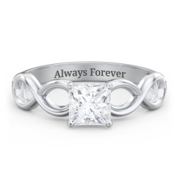 Diamond Solitaire Engagement Ring with Infinity Band