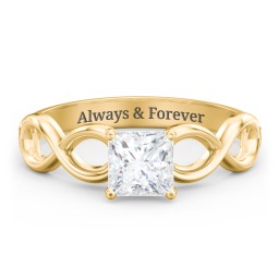 Diamond Solitaire Engagement Ring with Infinity Band in 9K Solid Yellow Gold with 04LABDIAM-PC-1.00-SI1-F-G