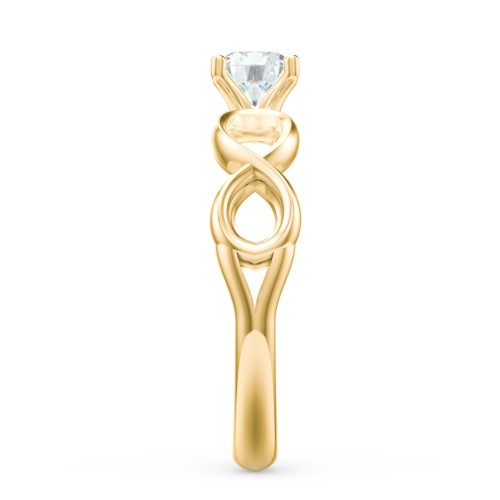 Diamond Solitaire Engagement Ring with Infinity Band – 9kt Yellow Gold