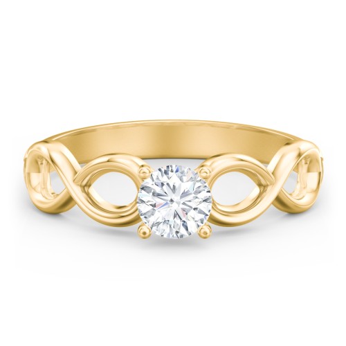 Diamond Solitaire Engagement Ring with Infinity Band – 9kt Yellow Gold